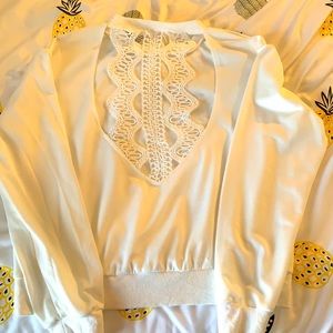 lace back sweatshirt